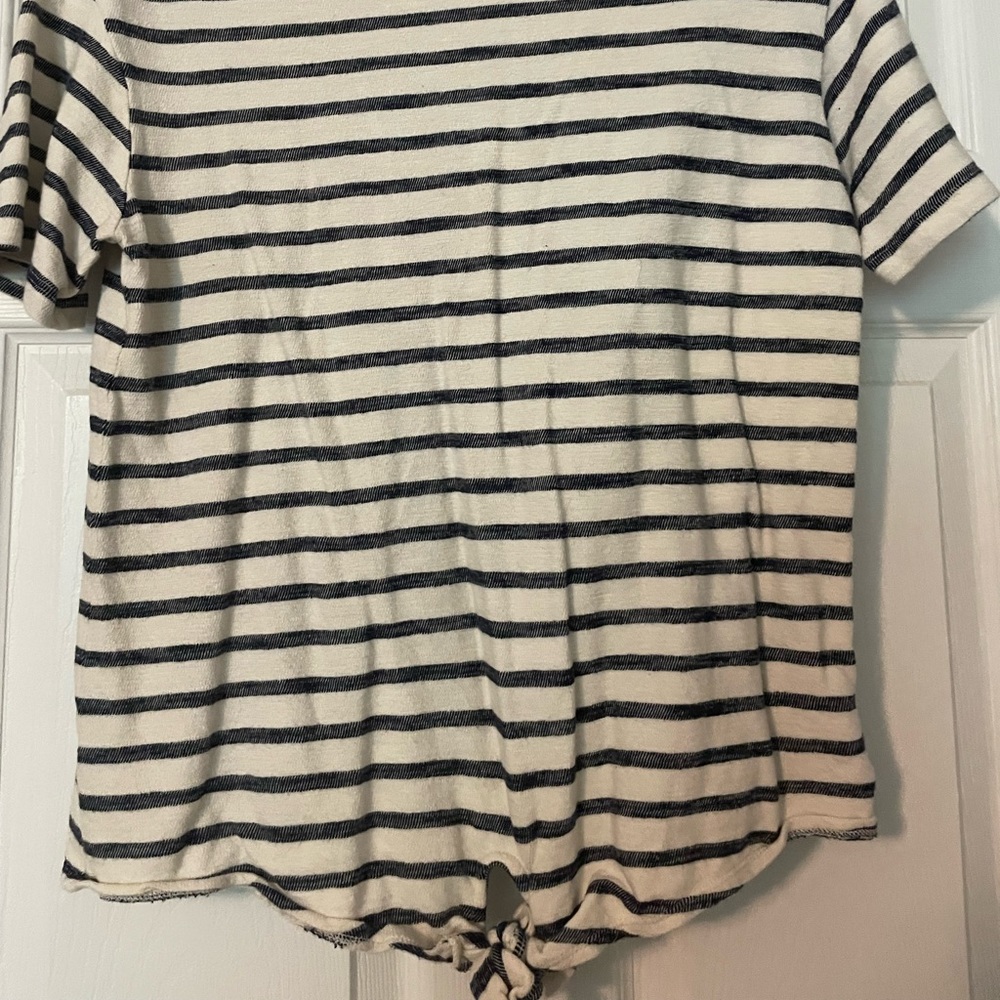 Navy Blue and White Stripped Crop Top